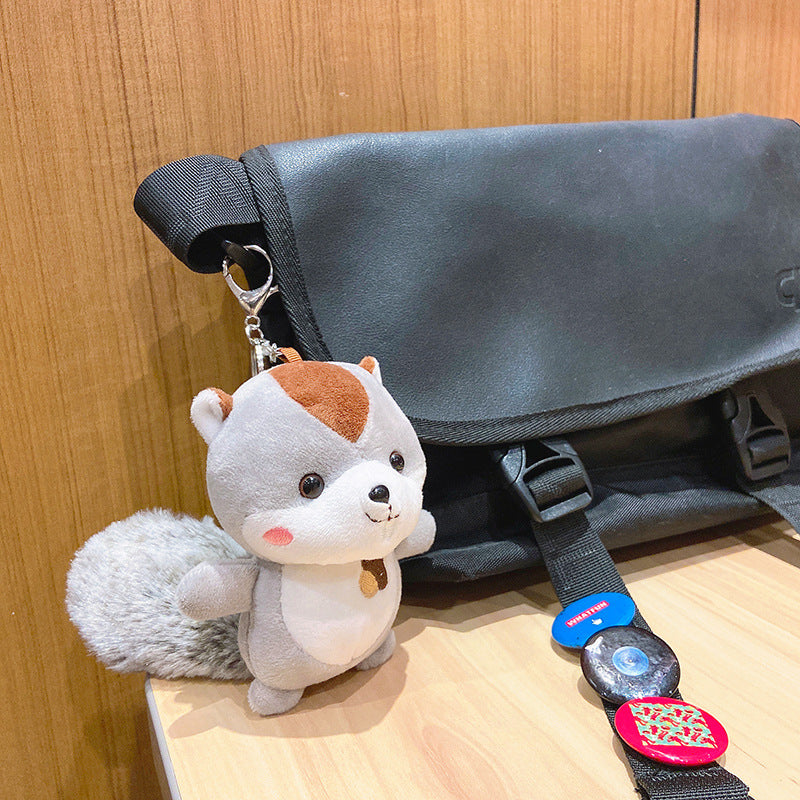 Plush Squirrel Bag Key Chain Cute Schoolbag Doll Couple Key Pendant Backpack Pendant Doll Key Chain