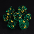 7-piece set of Dungeons&Dragons game dice frosted convex letters pine and cypress green glass K9 crystal DND polyhedron