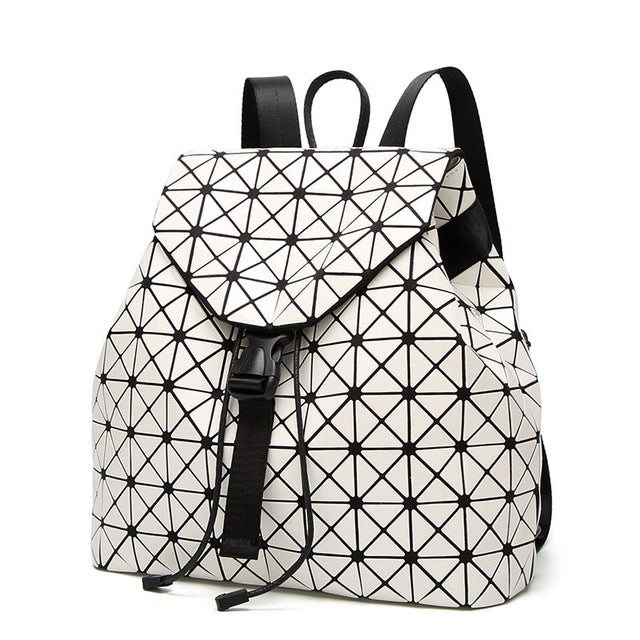 Luminous Geometric Plaid Backpacks for Women