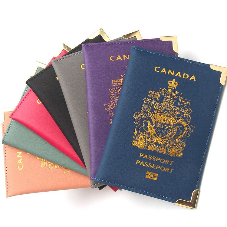 Canadian passport clip with copper feet and metal corners lightweight travel passport cover
