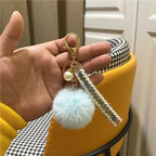 Creative Small Fragrance Key Chain Plush Bag Ribbon Pendant Car Key Chain Pearl Ornament Accessories Small Gift