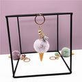 Ice Cream Key Chain Cute Bag Cartoon Plush Pendant Cone Car Key Chain Ring Hair Ball Creative Gift