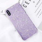 Glitter Bling Powder Phone Case For iPhone X Geometric Lines Hard PC Back Cover Cases For iPhone 8 7 6 6s Plus 5 5s SE