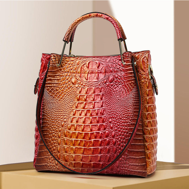 Handbag Women's Fashion Embossed Tote Bag Large Capacity Maternity Bucket Bag