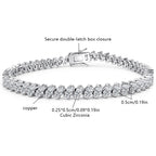 Copper Zirconia Tennis Bracelet with Design, Eight-Character Clasp, Luxury Minimalist Style, Elegant Fashion Jewelry