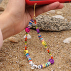 Go2Boho Mobile Phone Lanyard Heishi Disc Beads Crystal Bead Chain For Phone Smile Chains LOVE Letter String Wristband