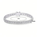 Fashion Chain Bracelet with Fishbone Zircon, Gold and Silver, Elegant Full Diamond Tennis Bracelet for Women, Mother's Day Gift
