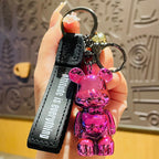 Cartoon Colorful Bow Tie Bear Key Chain Girls Fashion Cute Net Red Car Key Ornaments School Bag Pendant Key Chain