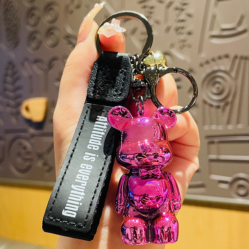 Cartoon Colorful Bow Tie Bear Key Chain Girls Fashion Cute Net Red Car Key Ornaments School Bag Pendant Key Chain