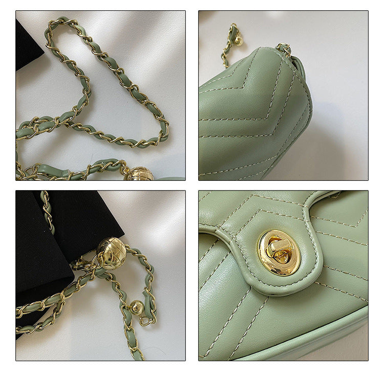 Phone Bag New Fashion Women's Bag Lingge Small Fresh Chain Bag Summer Underarm Shoulder Women's Bag Mobile Phone Bag