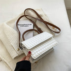 Korean Style Ribbed Shoulder Bag Women's Bag New Fashion Ladies Small Square Bag Spring Hand-Held Messenger Bag
