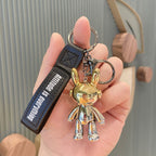 Electroplating Creative Listening Song Rabbit Key Chain Cute Doll Pendant Key Pendant Acrylic Cartoon Car Key Chain