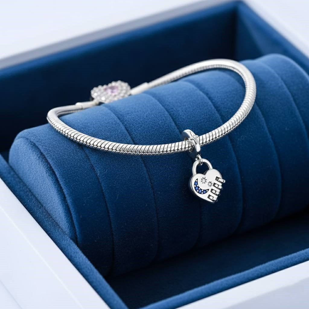 S925 Rotatable Heart Lock Charm NYSHK
