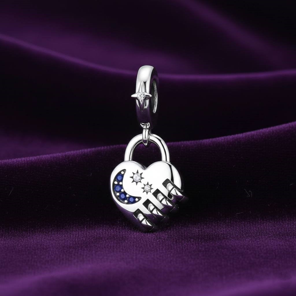 Silver rotatable Heart Lock Charm NYSHK