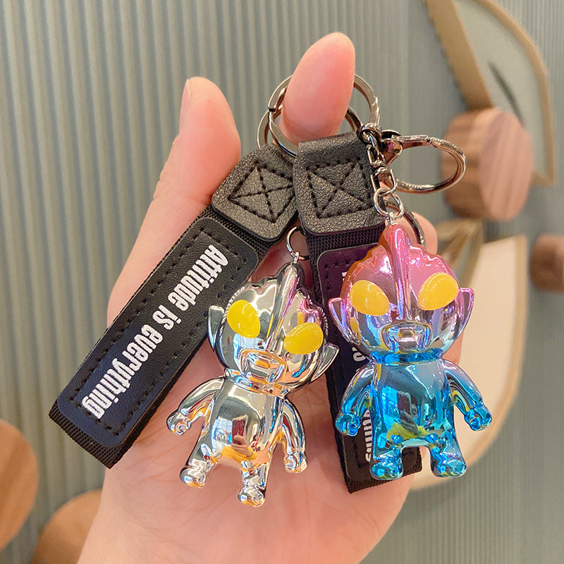 Electroplating Creative Ultraman Key Chain Cartoon Doll Gift Key Pendant Car Ornament Acrylic Key Chain