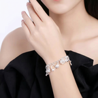 13-Charm Chain Bracelet - 925 Sterling Silver with Crystal Zirconia Pendants