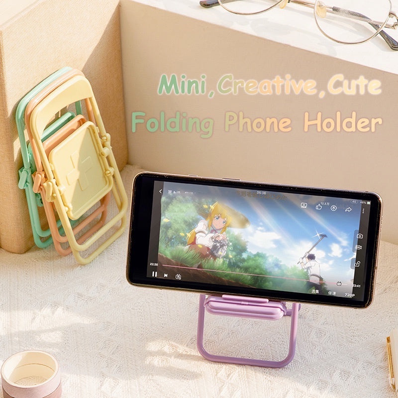 Ins Wind Stool Folding Mobile Phone Bracket Creative Desktop Multi-Function Mobile Phone Bracket Macaron Lazy Bracket