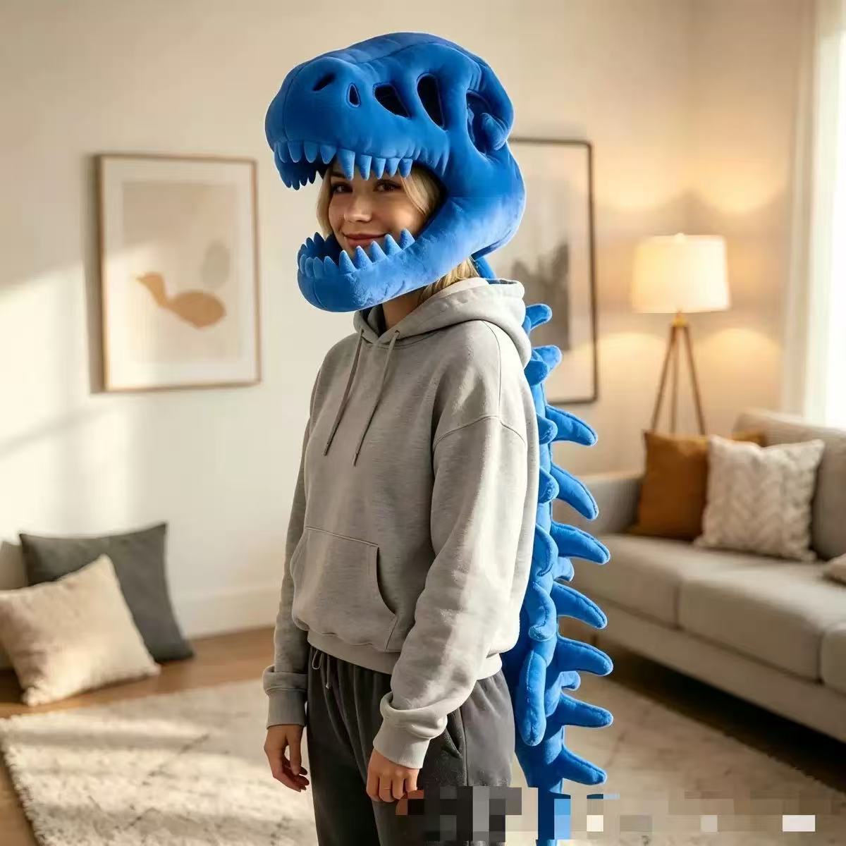 Dinosaur Skeleton Headpiece Dinosaur Bones Hat Mask Cosplay Decoration Prop for Kids and Adults