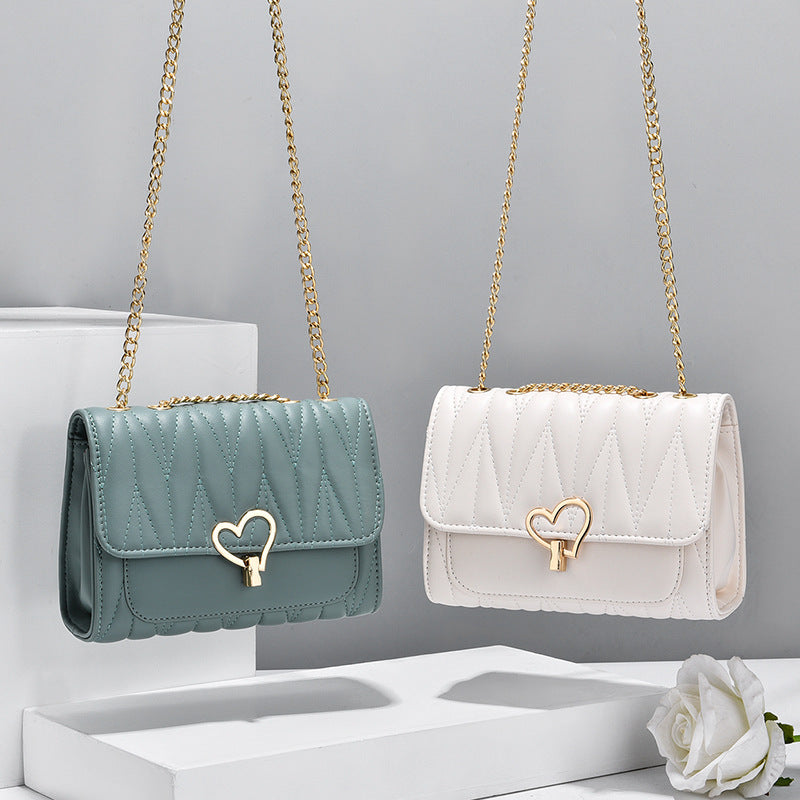 Peach Heart Lock Shoulder Bag Diagonal Cross Bag
