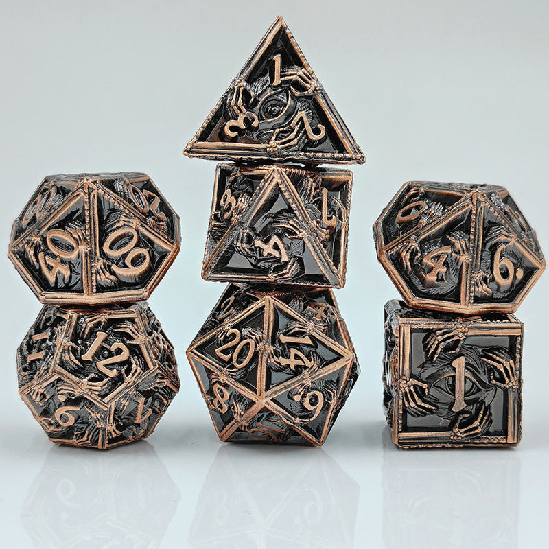 Popular New Eye Hand Dice Set, D&amp;D Cthulhu Role-Playing Game, 7-Piece Metal Dice Set