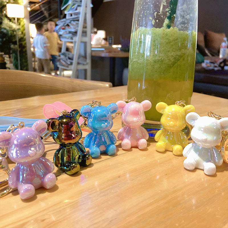 Electroplating Acrylic Violent Bear Key Chain Creative Doll Doll Bag Pendant Schoolbag Pendant Cute Key Chain