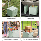 Folding Utility Cart with Lid – Rolling Storage Wagon for Shopping, Travel & Outdoor Activities