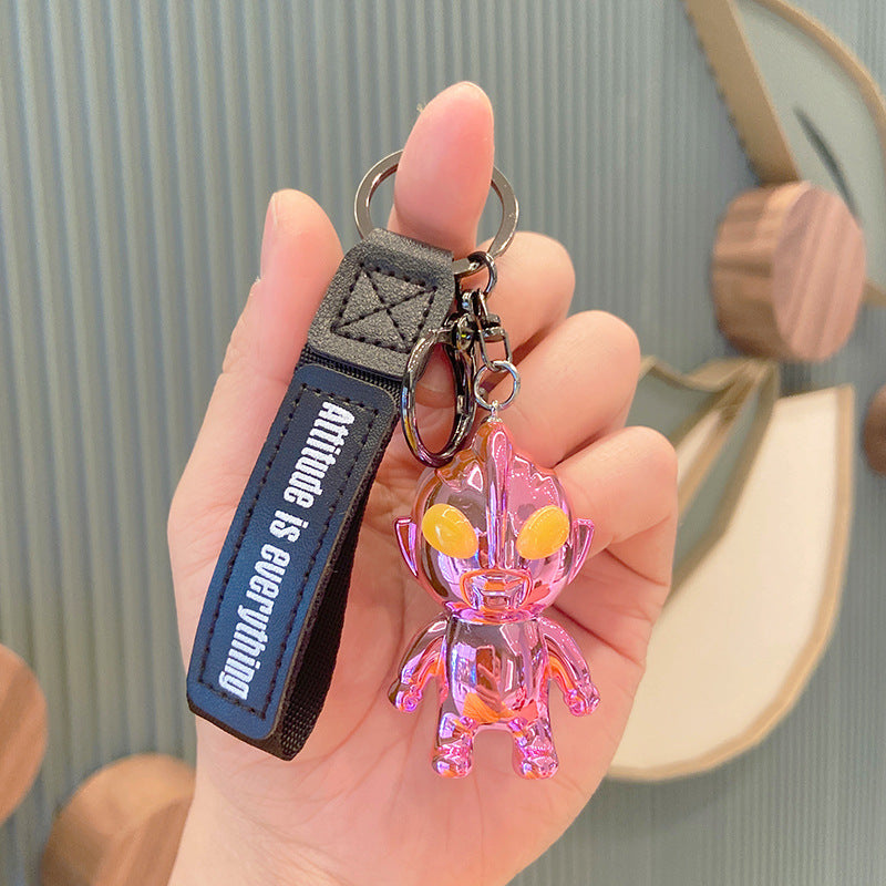 Electroplating Creative Ultraman Key Chain Cartoon Doll Gift Key Pendant Car Ornament Acrylic Key Chain