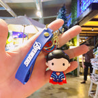 Justice League Cartoon Key Chain Creative Superman Car Key Pendant Bag Doll Ornament Silicone Keychain