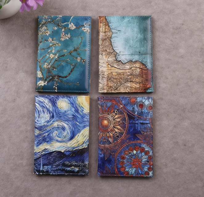 Passport Cover Color Printing Canvas Printing Travel Abroad Universal PU Leather Passport Clip Passport Book Travel