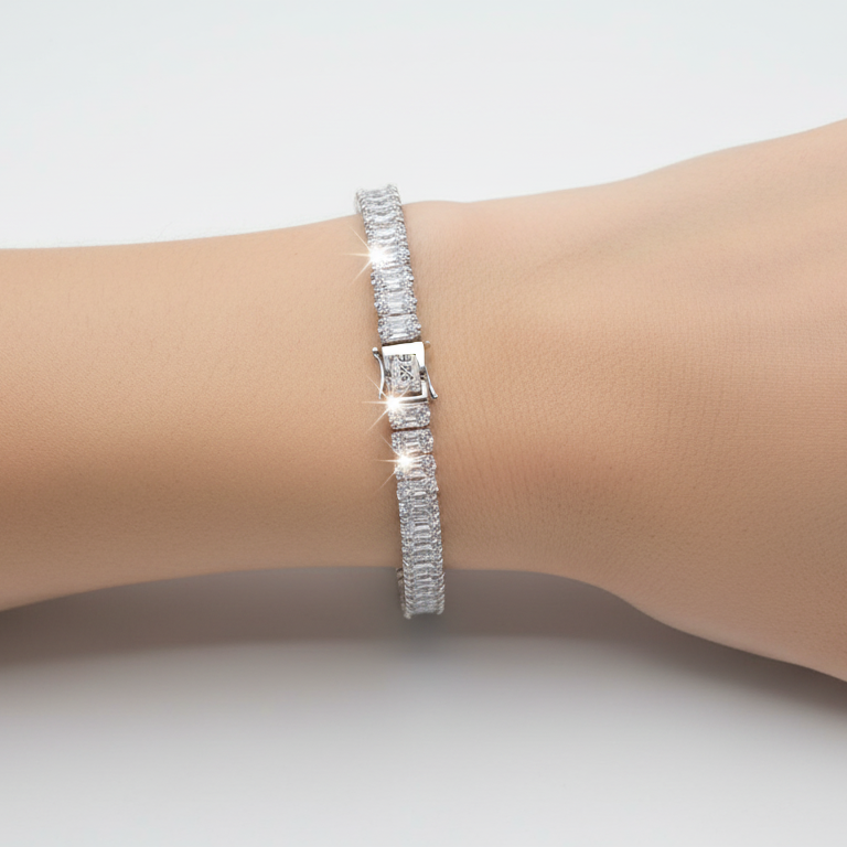 925 Sterling Silver Bohemian Style Tennis Bracelet NYSHK