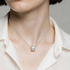 Luxury 925 Sterling Silver Round Ball Crystal Clavicle Chain Pendant Necklace - NYSHK