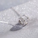 Luxury 925 Sterling Silver Round Ball Crystal Clavicle Chain Pendant Necklace - NYSHK