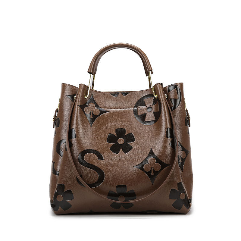 Handbag Women's Fashion Embossed Tote Bag Large Capacity Maternity Bucket Bag