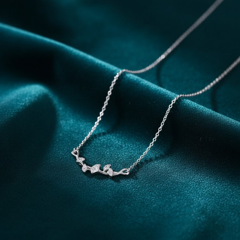 S925 Silver Plated Leaf Necklace NYSHK