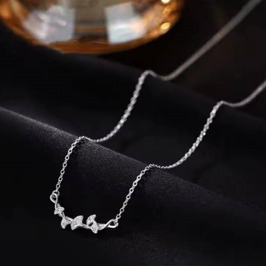 S925 Silver Plated Leaf Necklace NYSHK