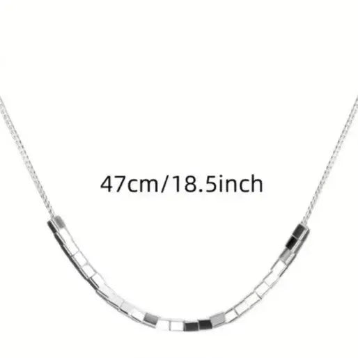 925 Sterling Silver Petite Square Necklace with Contemporary Layering - NYSHK