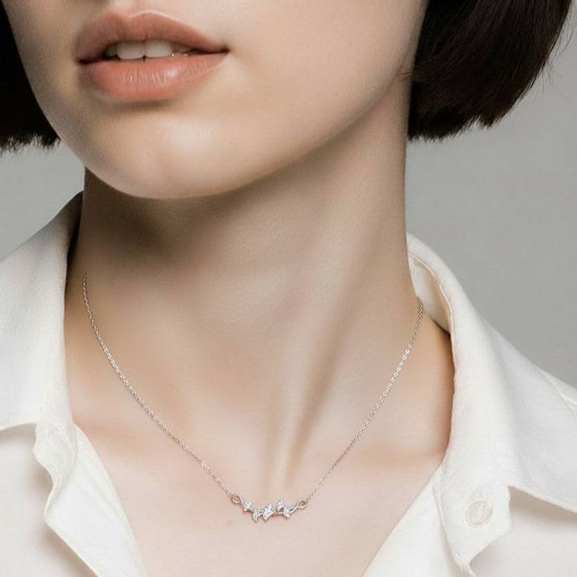 S925 Silver Plated Leaf Necklace NYSHK