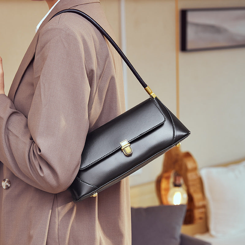 Small French Style women's genuine leather underarm bag