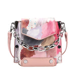 Retro Trend Shoulder Bag New Fashion Graffiti Bag Simple Chain Bag Women's Pu Messenger Bag