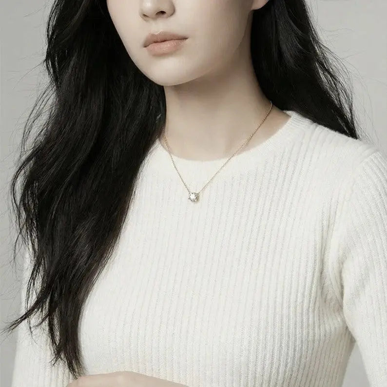 S925 Sterling Silver Gold Plated Zircon Clavicle Necklace - NYSHK