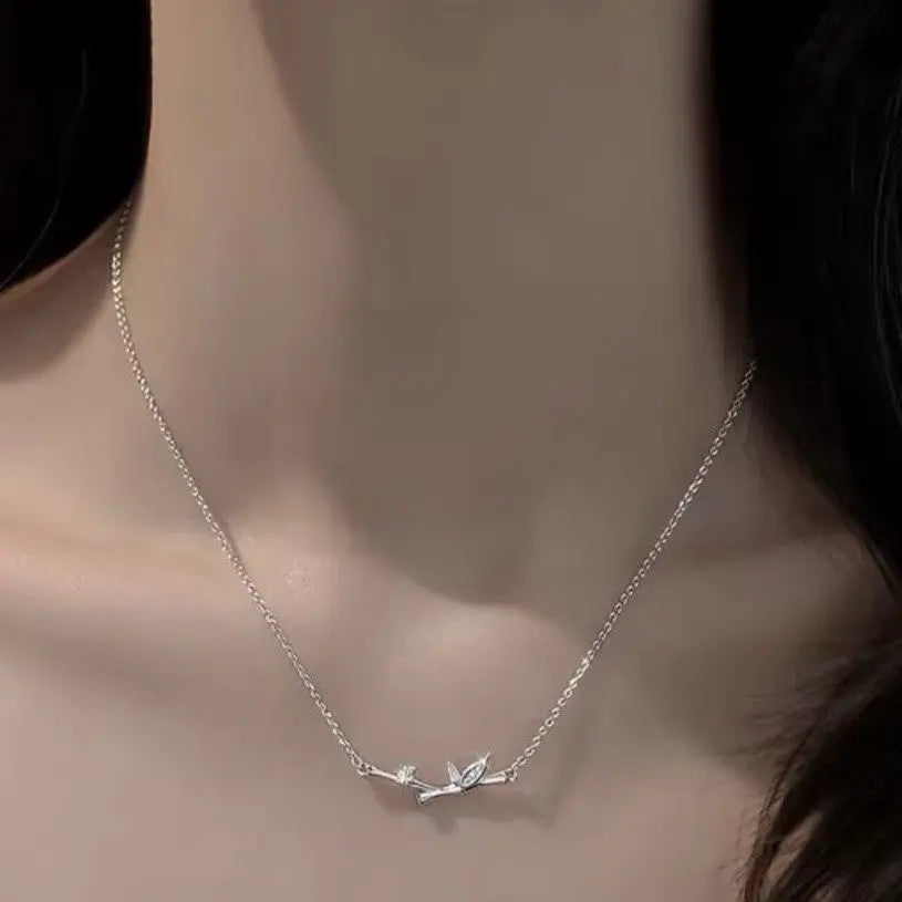 S925 Sterling Silver Bamboo Joint Necklace High End Collarbone Chain - NYSHK