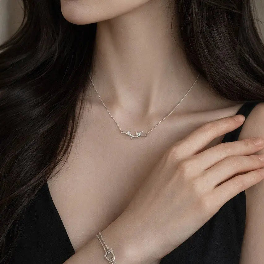 S925 Sterling Silver Bamboo Joint Necklace High End Collarbone Chain - NYSHK