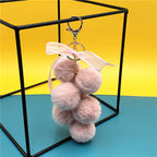 Creative Grape Fruit Key Chain Cute Bag Plush Pendant Lace Bow Hair Ball Car Key Chain Pendant