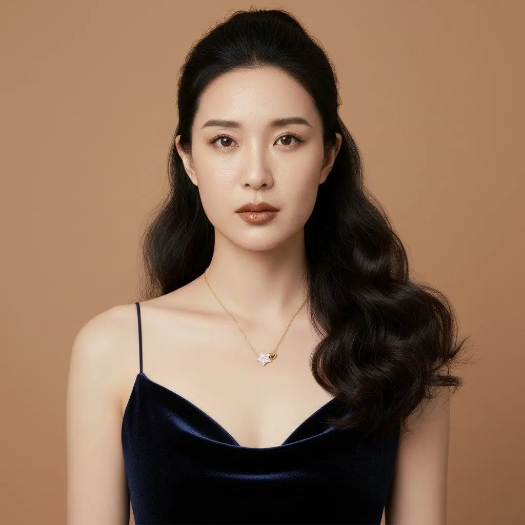 S925 Sterling Silver Star and Heart Design Elegant Clavicle Chain Necklace - NYSHK