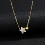 S925 Gold Plated Star and Heart Design Necklace