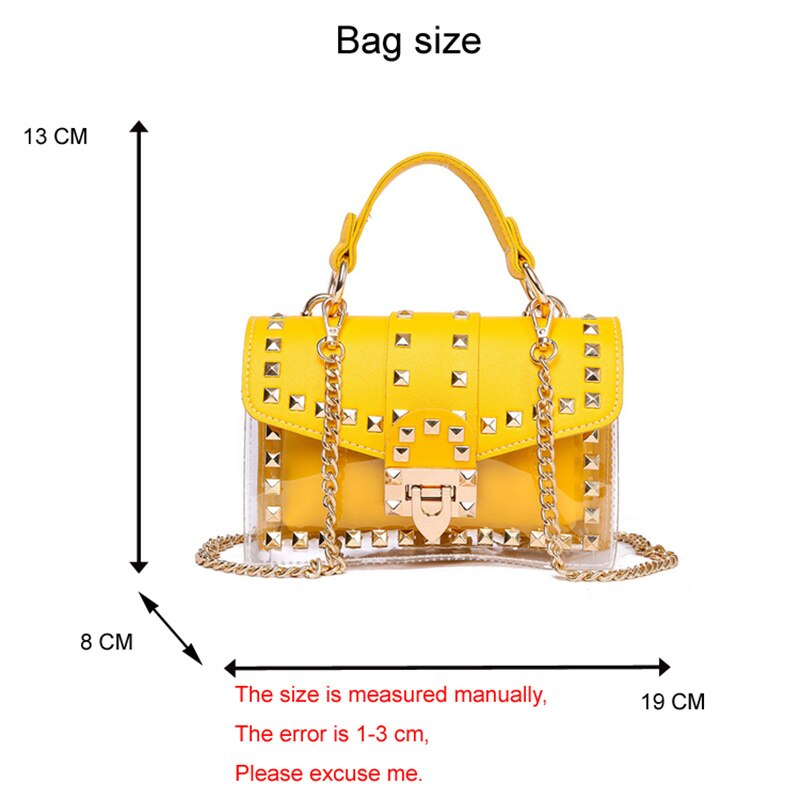 New chains rivet elegant women handbag small PU leather hasp handbag summer soft shoulder bag cross body shoulder messenger bag