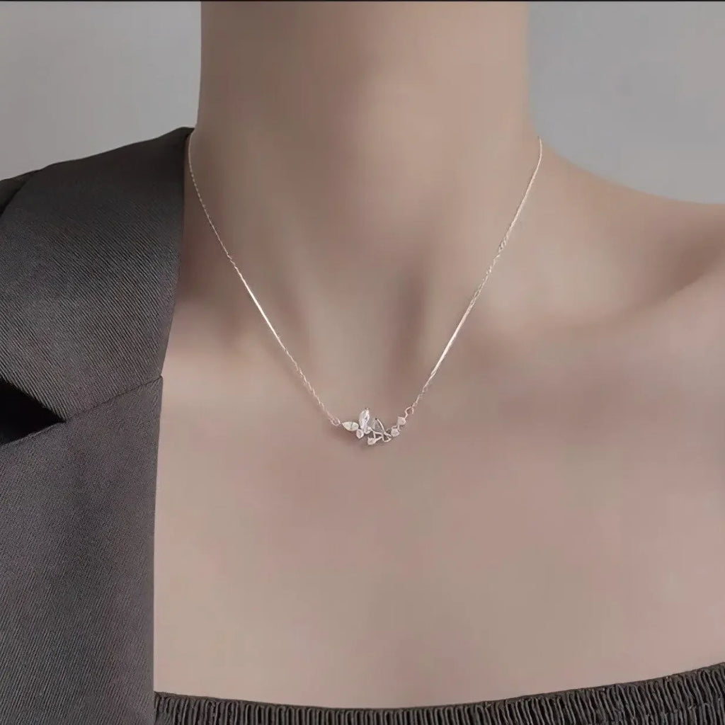 Silver Double Butterfly Necklace