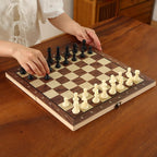 Chess Magnetic Wooden Mini Foldable Board for Kids Beginners with Small Magnetic Chess Pieces