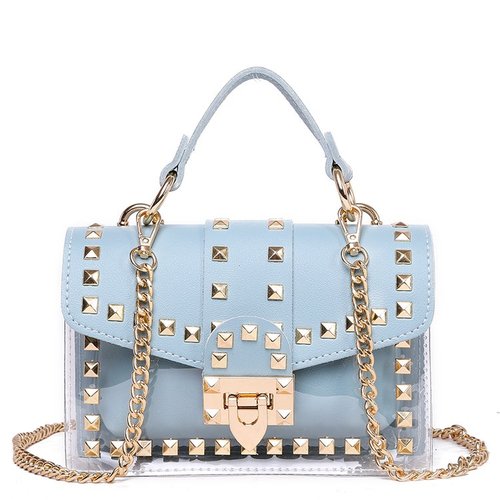 New chains rivet elegant women handbag small PU leather hasp handbag summer soft shoulder bag cross body shoulder messenger bag