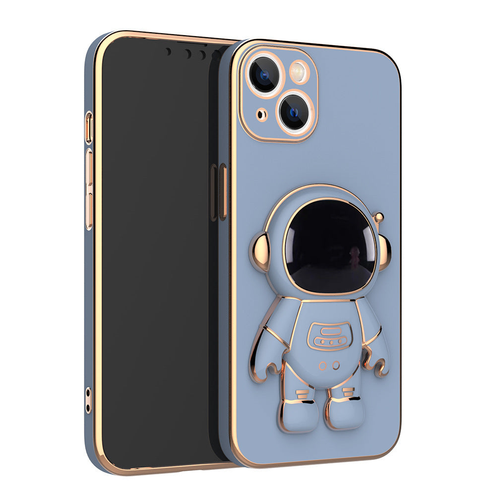 For iPhone13 Mobile Phone Shell New Electroplating 6D Astronaut Bracket Apple 12 Astronaut Anti-Fall Protective Cover